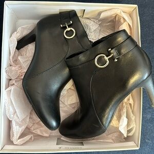 Bandolino Leather Ankle Boots With Silver Metal Accents